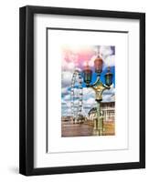 Royal Lamppost UK and London Eye - Millennium Wheel and River Thames - City of London - UK-Philippe Hugonnard-Framed Art Print