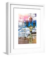 Royal Lamppost UK and London Eye - Millennium Wheel and River Thames - City of London - UK-Philippe Hugonnard-Framed Art Print