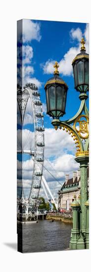 Royal Lamppost UK and London Eye - Millennium Wheel and River Thames - London - UK - Door Poster-Philippe Hugonnard-Stretched Canvas