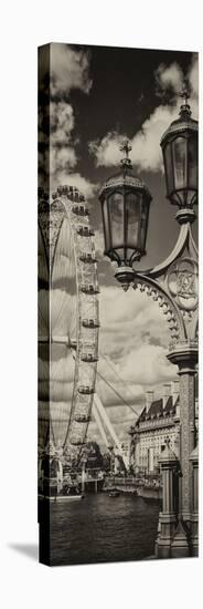 Royal Lamppost UK and London Eye - Millennium Wheel and River Thames - London - UK - Door Poster-Philippe Hugonnard-Stretched Canvas