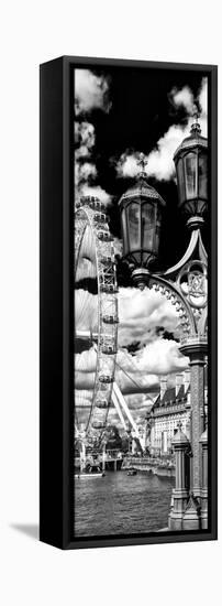 Royal Lamppost UK and London Eye - Millennium Wheel and River Thames - London - UK - Door Poster-Philippe Hugonnard-Framed Stretched Canvas