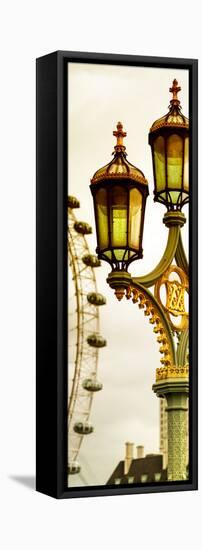 Royal Lamppost UK and London Eye - Millennium Wheel - London - England - Door Poster-Philippe Hugonnard-Framed Stretched Canvas