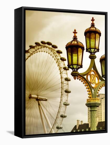 Royal Lamppost UK and London Eye - Millennium Wheel - London - UK - England - United Kingdom-Philippe Hugonnard-Framed Stretched Canvas