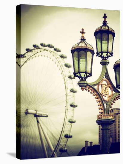 Royal Lamppost UK and London Eye - Millennium Wheel - London - UK - England - United Kingdom-Philippe Hugonnard-Stretched Canvas