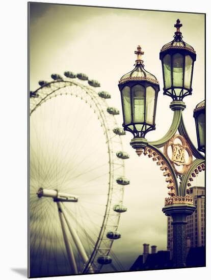 Royal Lamppost UK and London Eye - Millennium Wheel - London - UK - England - United Kingdom-Philippe Hugonnard-Mounted Photographic Print