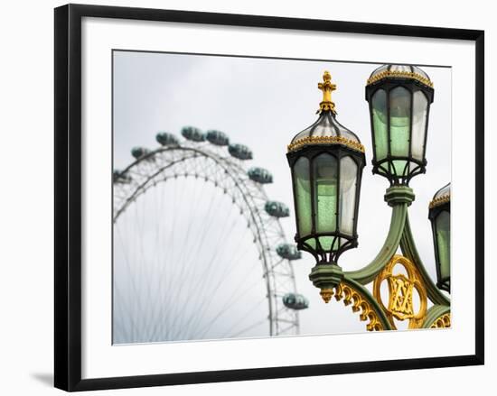 Royal Lamppost UK and London Eye - Millennium Wheel - London - UK - England - United Kingdom-Philippe Hugonnard-Framed Photographic Print