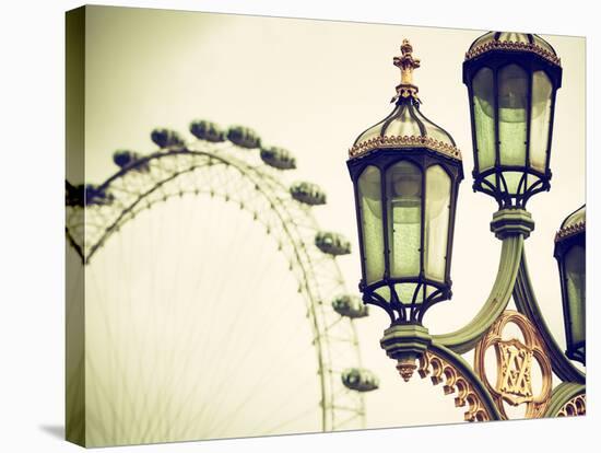 Royal Lamppost UK and London Eye - Millennium Wheel - London - UK - England - United Kingdom-Philippe Hugonnard-Stretched Canvas