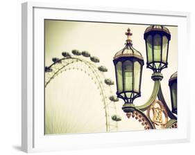 Royal Lamppost UK and London Eye - Millennium Wheel - London - UK - England - United Kingdom-Philippe Hugonnard-Framed Photographic Print