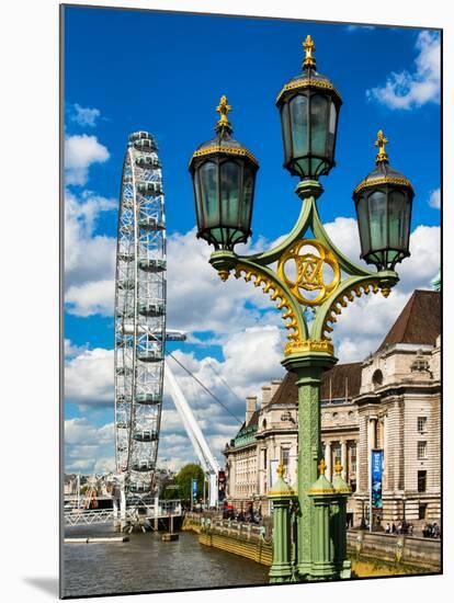 Royal Lamppost UK and London Eye - Millennium Wheel - London - UK - England - United Kingdom-Philippe Hugonnard-Mounted Photographic Print