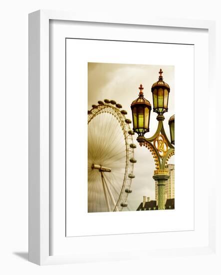 Royal Lamppost UK and London Eye - Millennium Wheel - London - UK - England - United Kingdom-Philippe Hugonnard-Framed Art Print