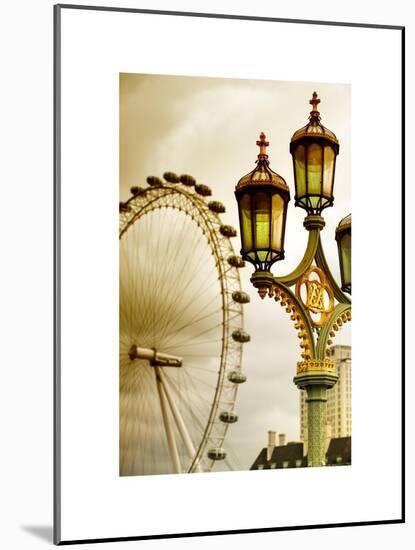 Royal Lamppost UK and London Eye - Millennium Wheel - London - UK - England - United Kingdom-Philippe Hugonnard-Mounted Art Print