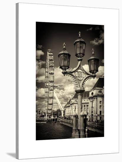 Royal Lamppost UK and London Eye - Millennium Wheel - London - UK - England - United Kingdom-Philippe Hugonnard-Stretched Canvas