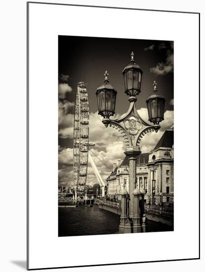 Royal Lamppost UK and London Eye - Millennium Wheel - London - UK - England - United Kingdom-Philippe Hugonnard-Mounted Art Print