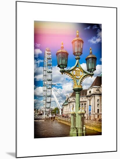 Royal Lamppost UK and London Eye - Millennium Wheel - London - UK - England - United Kingdom-Philippe Hugonnard-Mounted Art Print