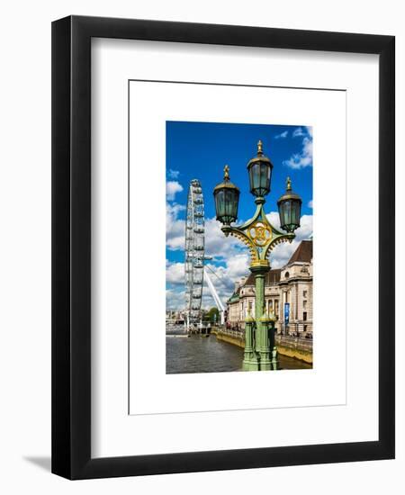 Royal Lamppost UK and London Eye - Millennium Wheel - London - UK - England - United Kingdom-Philippe Hugonnard-Framed Art Print