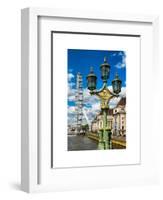 Royal Lamppost UK and London Eye - Millennium Wheel - London - UK - England - United Kingdom-Philippe Hugonnard-Framed Art Print