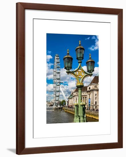 Royal Lamppost UK and London Eye - Millennium Wheel - London - UK - England - United Kingdom-Philippe Hugonnard-Framed Art Print