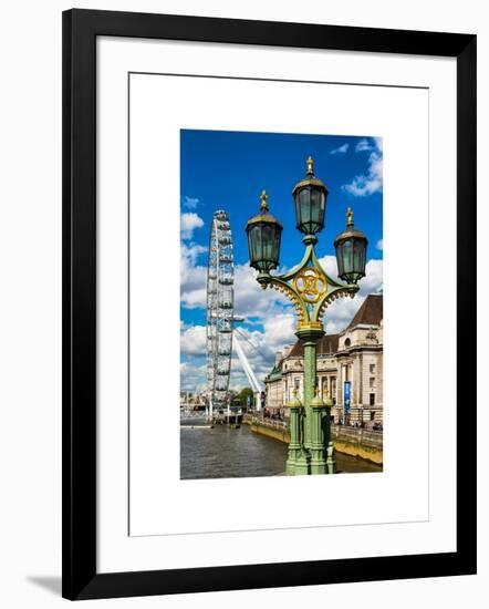 Royal Lamppost UK and London Eye - Millennium Wheel - London - UK - England - United Kingdom-Philippe Hugonnard-Framed Art Print