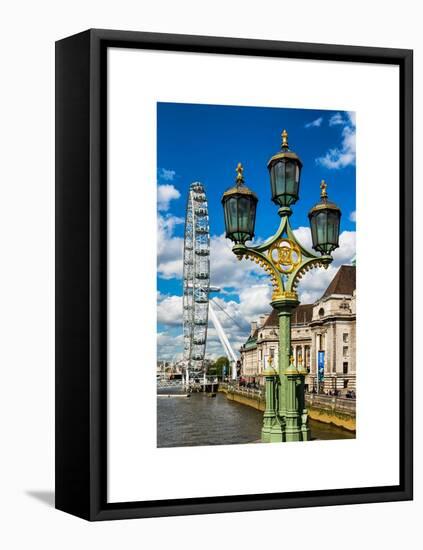 Royal Lamppost UK and London Eye - Millennium Wheel - London - UK - England - United Kingdom-Philippe Hugonnard-Framed Stretched Canvas