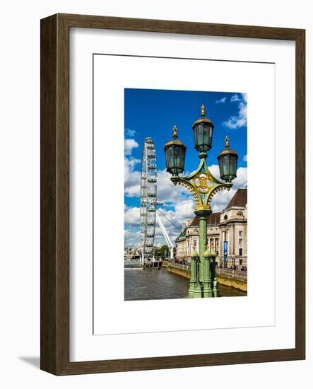 Royal Lamppost UK and London Eye - Millennium Wheel - London - UK - England - United Kingdom-Philippe Hugonnard-Framed Art Print