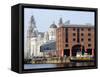 Royal Liver Building and Albert Docks, UNESCO World Heritage Site, Liverpool, Merseyside, England, -Chris Hepburn-Framed Stretched Canvas