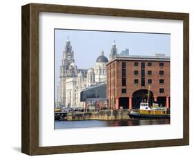 Royal Liver Building and Albert Docks, UNESCO World Heritage Site, Liverpool, Merseyside, England, -Chris Hepburn-Framed Photographic Print