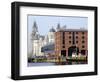 Royal Liver Building and Albert Docks, UNESCO World Heritage Site, Liverpool, Merseyside, England, -Chris Hepburn-Framed Photographic Print