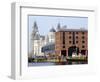 Royal Liver Building and Albert Docks, UNESCO World Heritage Site, Liverpool, Merseyside, England, -Chris Hepburn-Framed Photographic Print