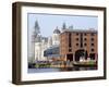 Royal Liver Building and Albert Docks, UNESCO World Heritage Site, Liverpool, Merseyside, England, -Chris Hepburn-Framed Photographic Print