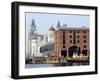 Royal Liver Building and Albert Docks, UNESCO World Heritage Site, Liverpool, Merseyside, England, -Chris Hepburn-Framed Photographic Print