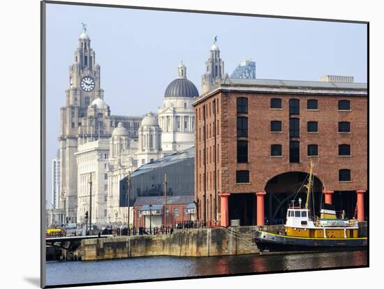 Royal Liver Building and Albert Docks, UNESCO World Heritage Site, Liverpool, Merseyside, England, -Chris Hepburn-Mounted Photographic Print