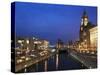 Royal Liver Building at Dusk, Pier Head, UNESCO World Heritage Site, Liverpool, Merseyside, England-Chris Hepburn-Stretched Canvas