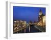 Royal Liver Building at Dusk, Pier Head, UNESCO World Heritage Site, Liverpool, Merseyside, England-Chris Hepburn-Framed Photographic Print