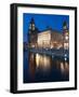 Royal Liver Building at Dusk, Pier Head, UNESCO World Heritage Site, Liverpool, Merseyside, England-Chris Hepburn-Framed Photographic Print