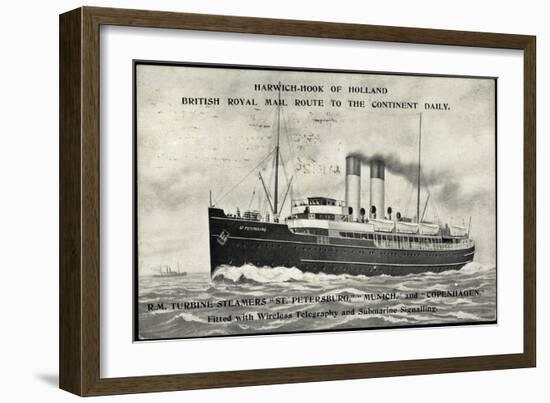 Royal Mail Line, R.M. Turbine Steamer St Petersburg-null-Framed Giclee Print