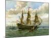 Royal Navy Battle Ship, C1650-William Frederick Mitchell-Mounted Giclee Print