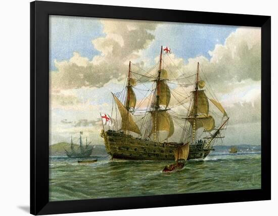 Royal Navy Battle Ship, C1650-William Frederick Mitchell-Framed Giclee Print