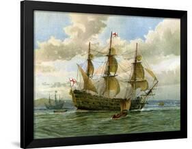 Royal Navy Battle Ship, C1650-William Frederick Mitchell-Framed Giclee Print