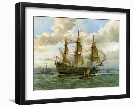 Royal Navy Battle Ship, C1650-William Frederick Mitchell-Framed Giclee Print