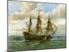 Royal Navy Battle Ship, C1650-William Frederick Mitchell-Mounted Giclee Print