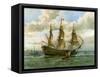 Royal Navy Battle Ship, C1650-William Frederick Mitchell-Framed Stretched Canvas