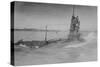 Royal Navy British Submarine A5 on Coast with Navy Men on Conning Tower Above Surface-null-Stretched Canvas