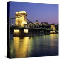 Royal Palace (Budavari Palota) (Buda Castle) and Chain Bridge at Dusk, UNESCO World Heritage Site,-Stuart Black-Stretched Canvas