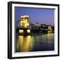 Royal Palace (Budavari Palota) (Buda Castle) and Chain Bridge at Dusk, UNESCO World Heritage Site,-Stuart Black-Framed Photographic Print