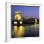 Royal Palace (Budavari Palota) (Buda Castle) and Chain Bridge at Dusk, UNESCO World Heritage Site,-Stuart Black-Framed Photographic Print