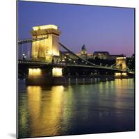 Royal Palace (Budavari Palota) (Buda Castle) and Chain Bridge at Dusk, UNESCO World Heritage Site,-Stuart Black-Mounted Photographic Print