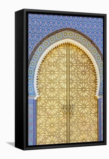 Royal Palace Door, Fes, Morocco, North Africa, Africa-Doug Pearson-Framed Stretched Canvas