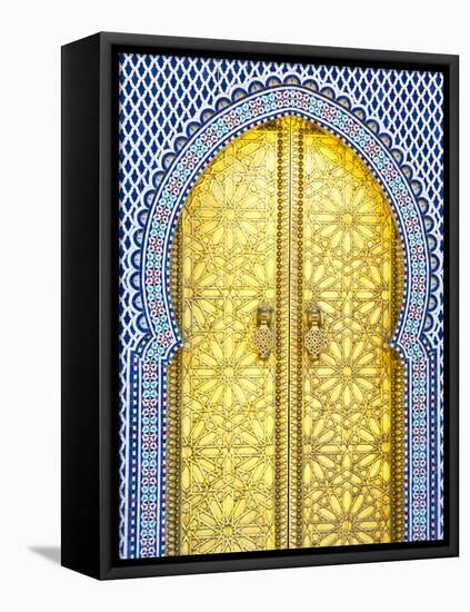 Royal Palace Door, Fes, Morocco-Doug Pearson-Framed Stretched Canvas