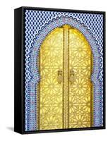 Royal Palace Door, Fes, Morocco-Doug Pearson-Framed Stretched Canvas