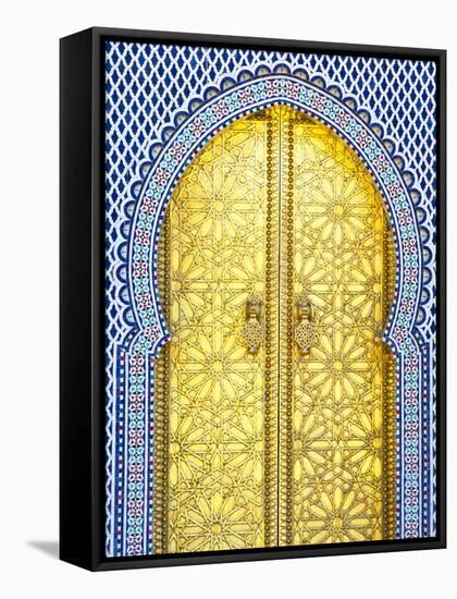 Royal Palace Door, Fes, Morocco-Doug Pearson-Framed Stretched Canvas